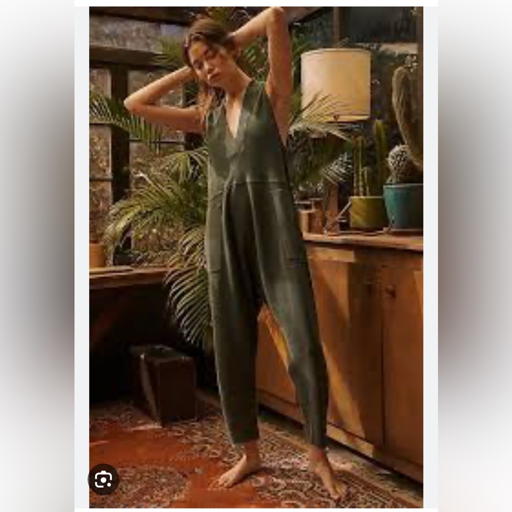 Free People green what’s up boho festival onesie M
